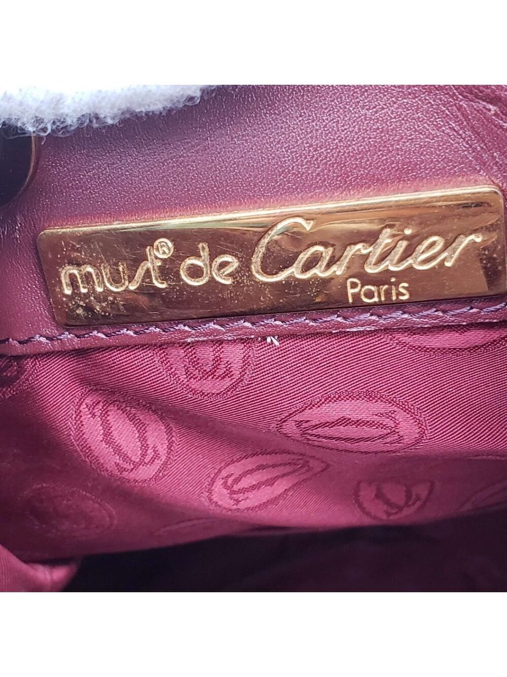 100% Authentic Must De Cartier Bordeaux Leather Shoulder Bag - Picture 15 of 16